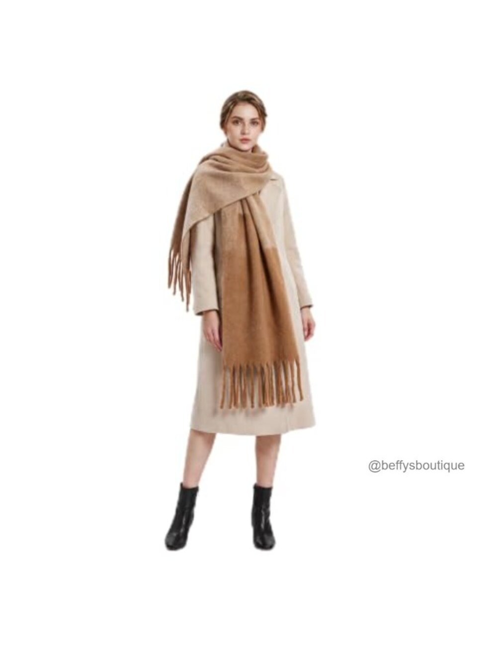 Mohair Blend Oversized Winter Scarf Fringe Wrap Shawl